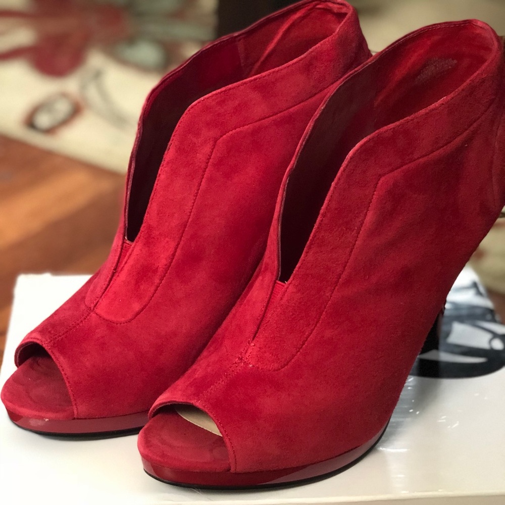Red Velvet (Suede/leather) Nine West Pumps- 10.5